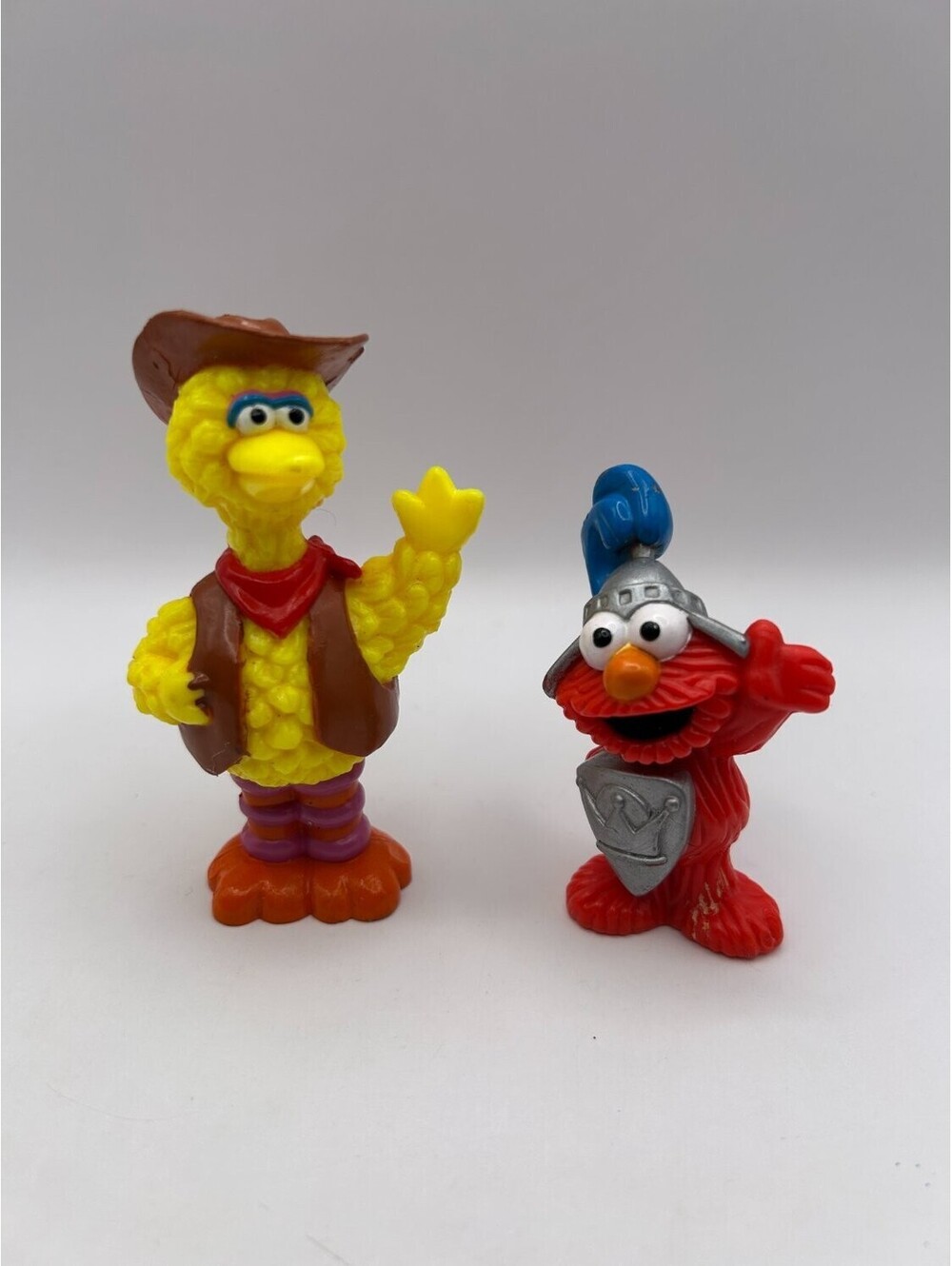 Sesame Street ©Henson Cowboy Big Bird & Knight Elmo PVC Mini Figures Lot Used